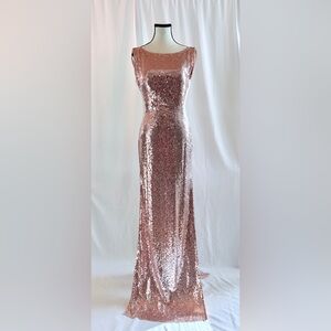 Jovani Sparkling Pink Sequin Maxi Dress